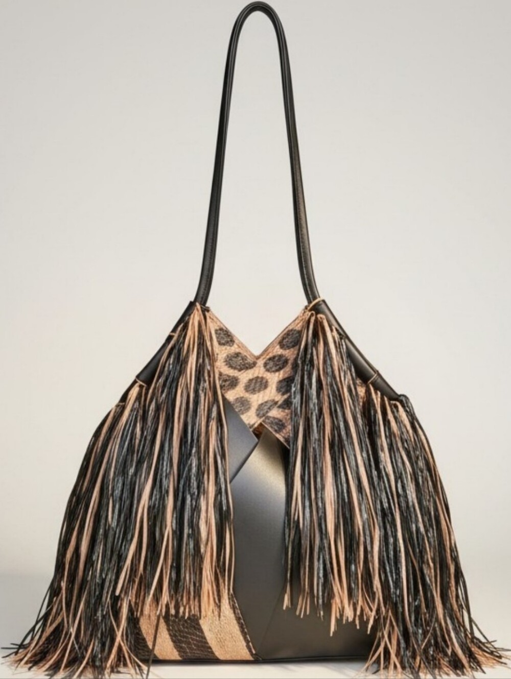 Ulla Johnson Charlotte fringe black & tapir shoulder bag with suede lining - Picture 15 of 15